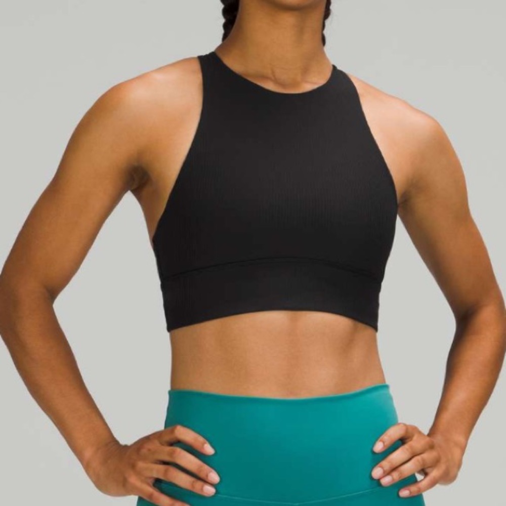 Lululemon Energy Bra High Neck Long Line Rib *Medium Support, B–D Cup size 8